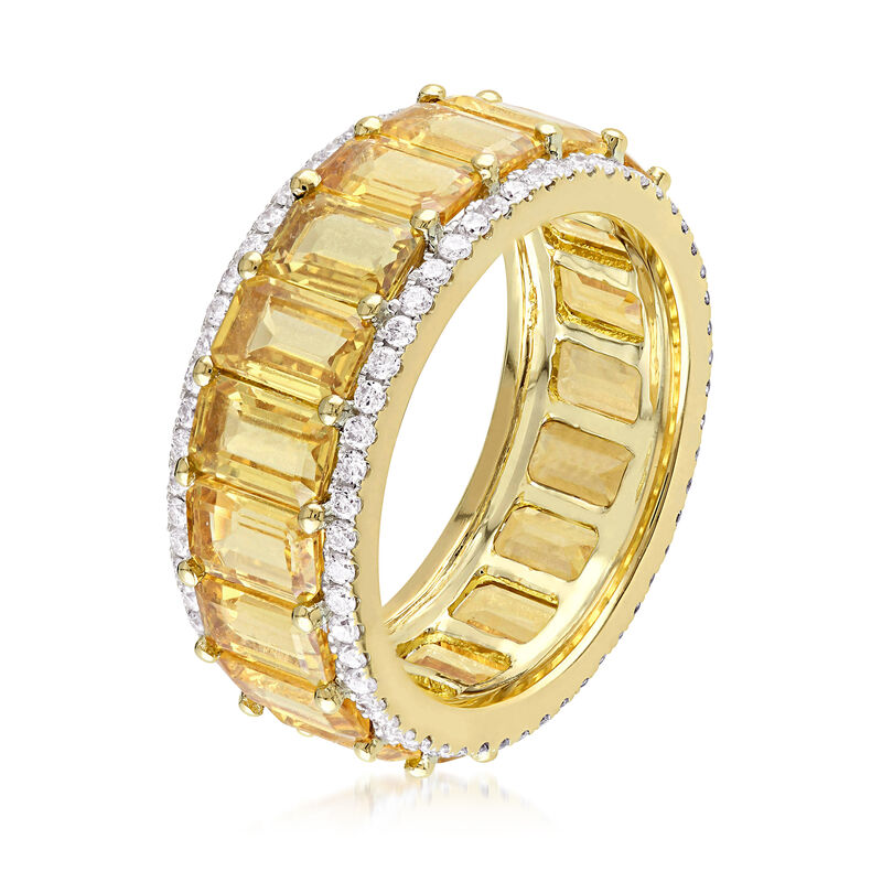 10.00 ct. t.w. Yellow Sapphire and .64 ct. t.w. Diamond Eternity Band in 14kt Yellow Gold image number 1