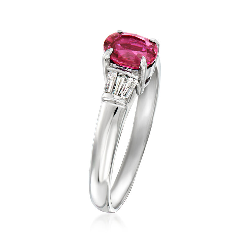 C. 2000 Vintage 1.05 Carat Ruby Ring with .20 ct. t.w. Diamonds in Platinum. Size 7 image number 2