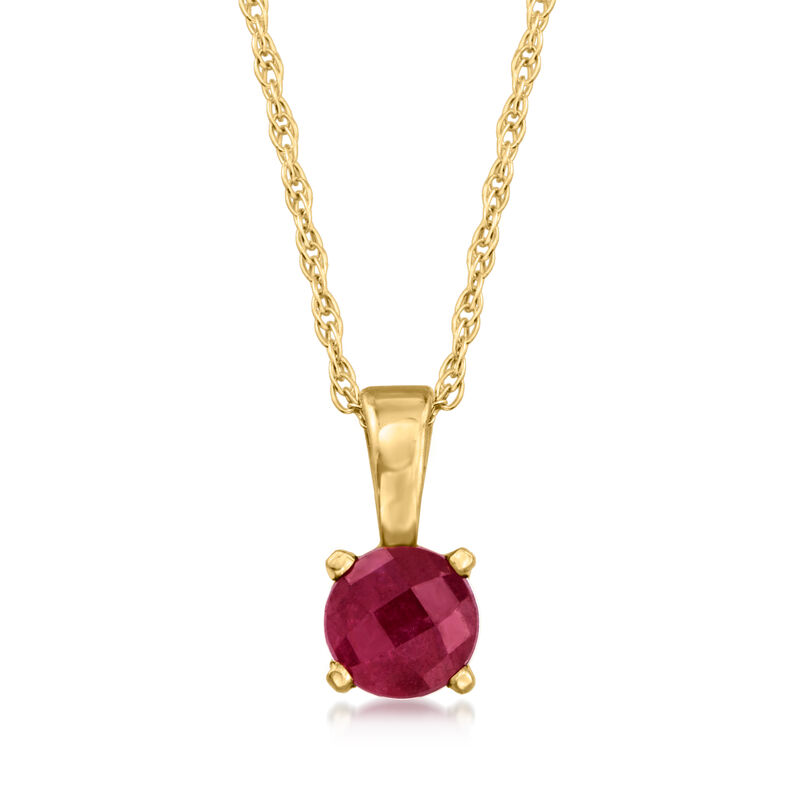 .30 Carat Ruby Pendant Necklace in 14kt Yellow Gold. 16&quot; image number 1