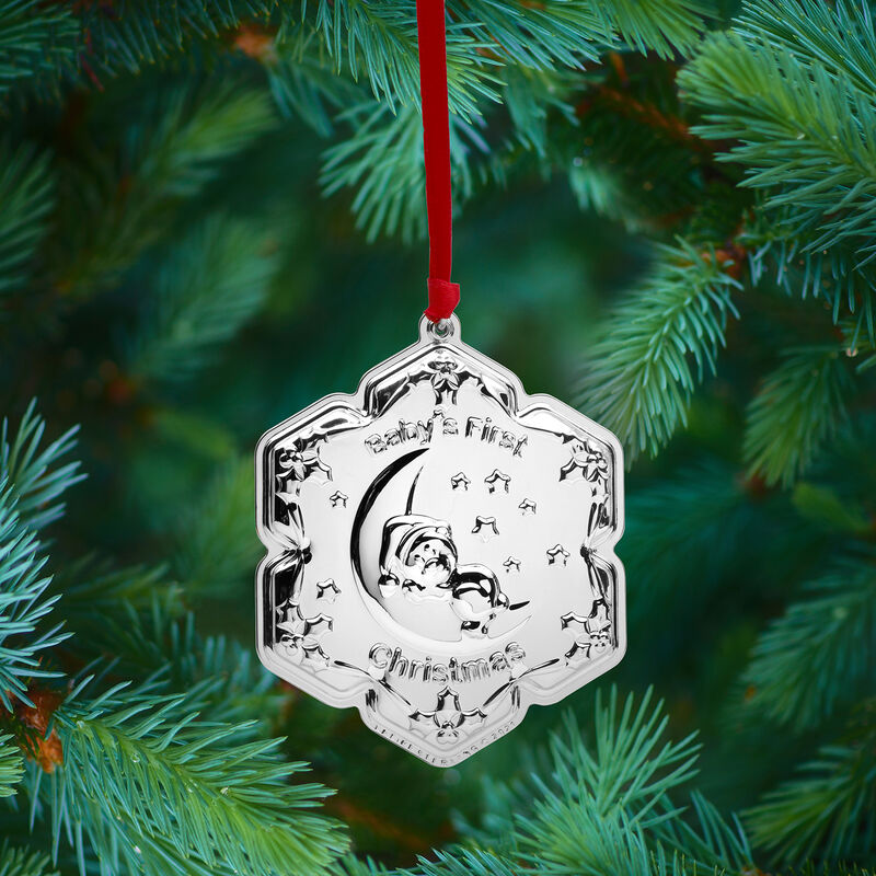 Empire &quot;Baby's First Christmas&quot; Sterling Silver Teddy Bear Ornament image number 1