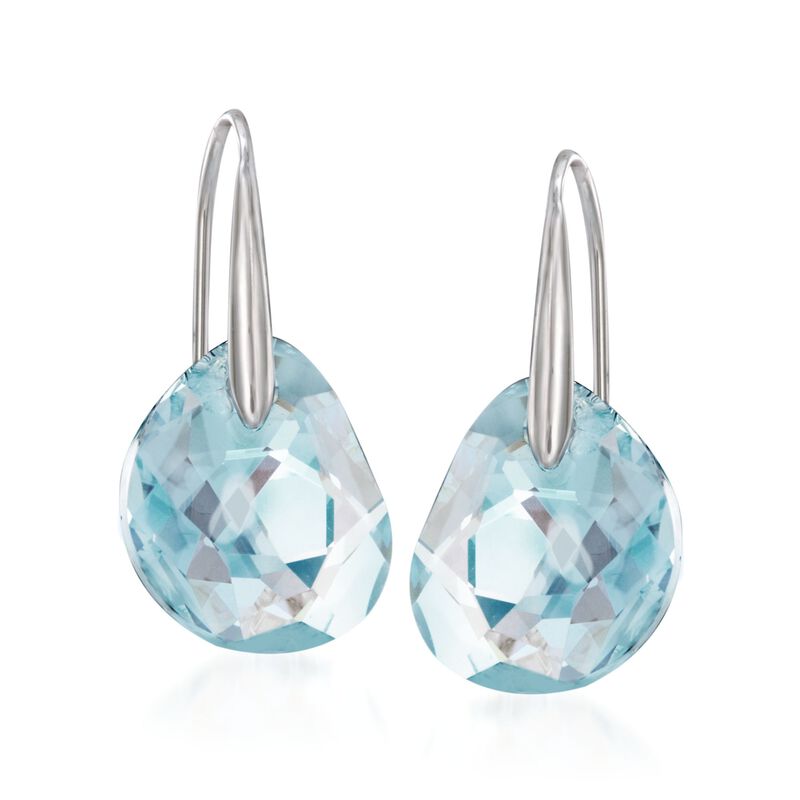 Swarovski Crystal &quot;Galet&quot; Light Blue Crystal Drop Earrings in Silvertone image number 0