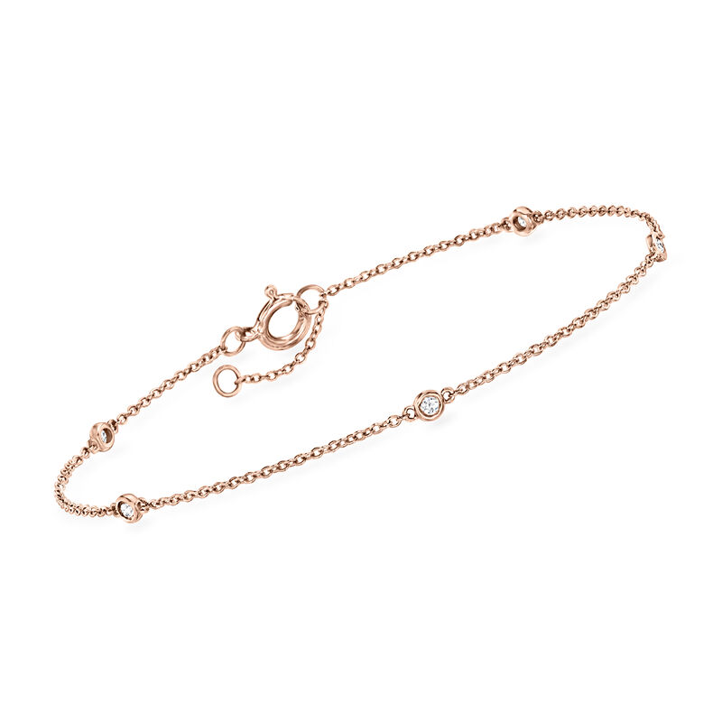 .10 ct. t.w. Diamond Station Bracelet in 14kt Rose Gold. 6.5&quot; image number 0