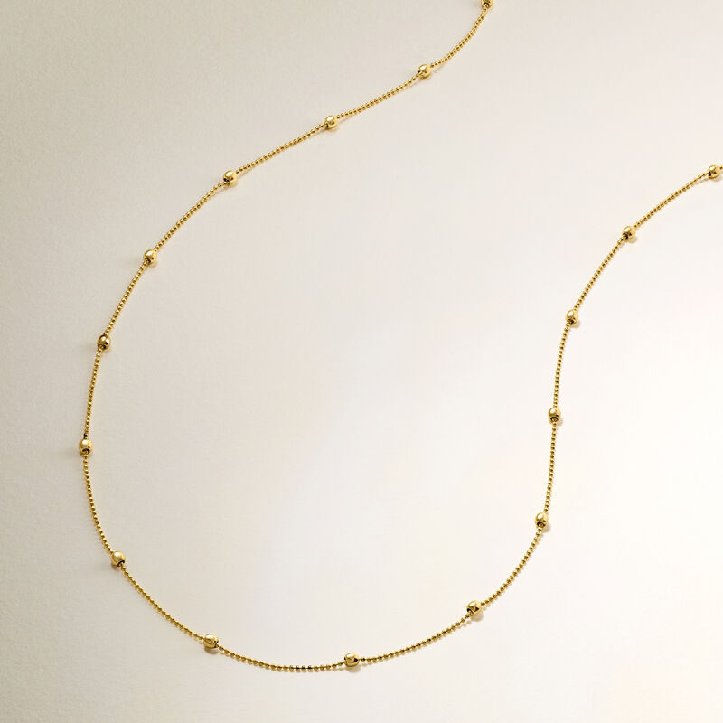 2mm 14kt Yellow Gold Bead Station Necklace image number 3
