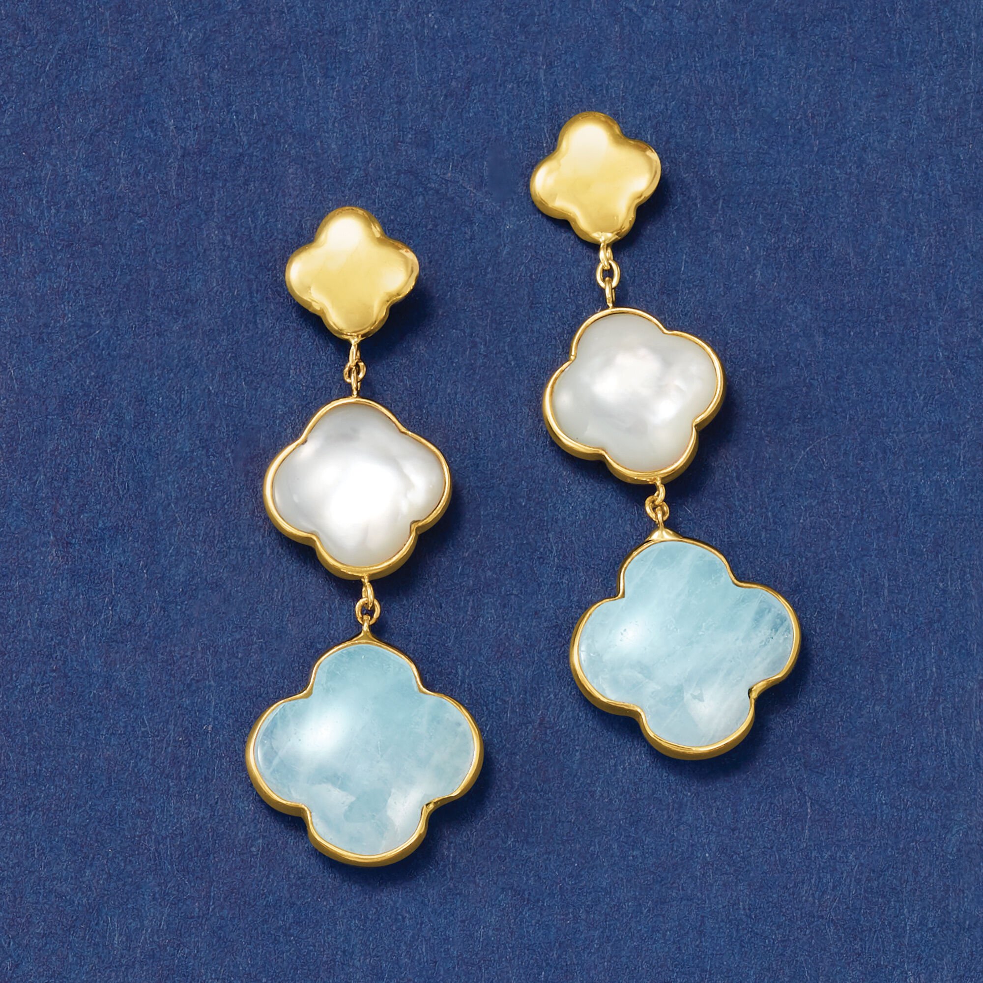 【爆買い！】 Mother-of-Pearl Italian and Clover Aquamarine t.w. ct. 5.00 置物