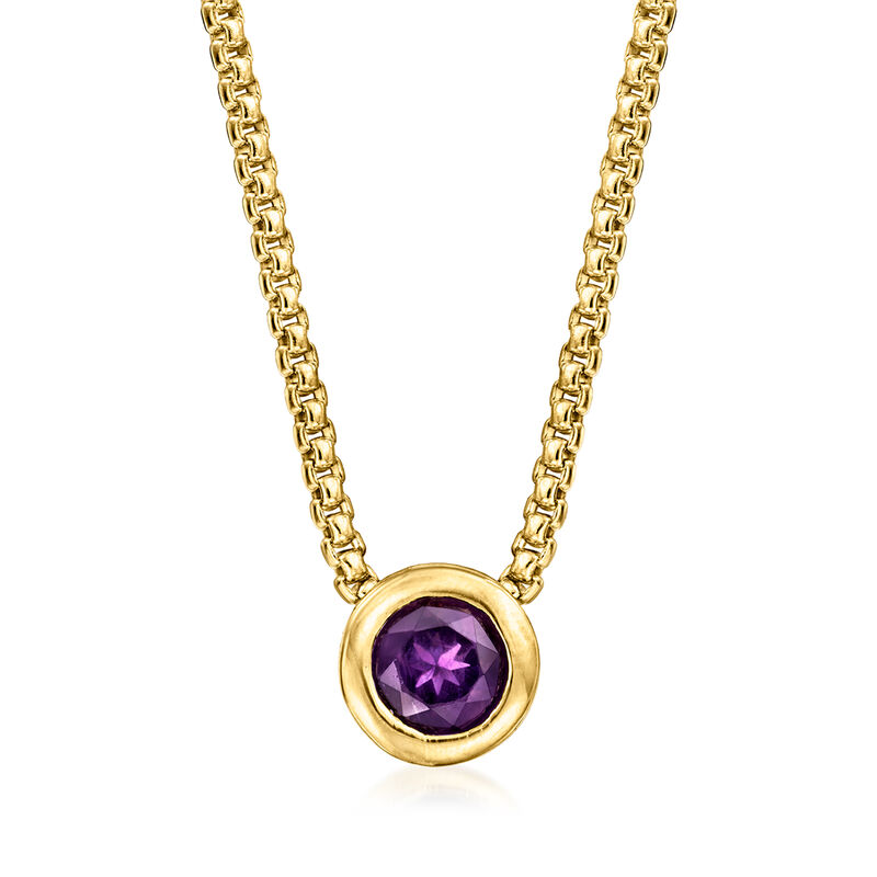 .30 Carat Bezel-Set Amethyst Necklace in 18kt Gold Over Sterling. 18&quot; image number 1