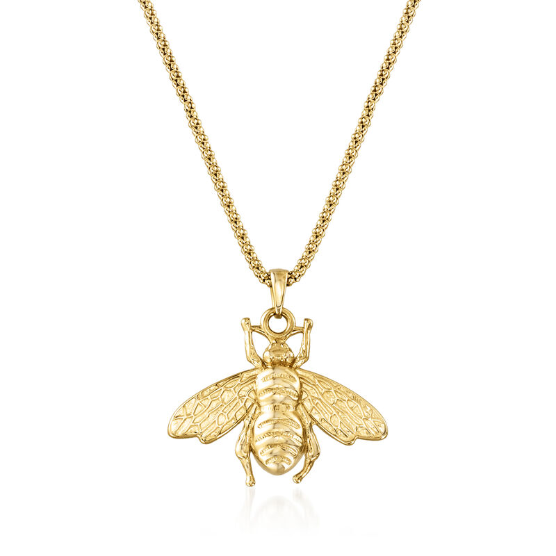 Italian 18kt Gold Over Sterling Bumblebee Pendant Necklace image number 0