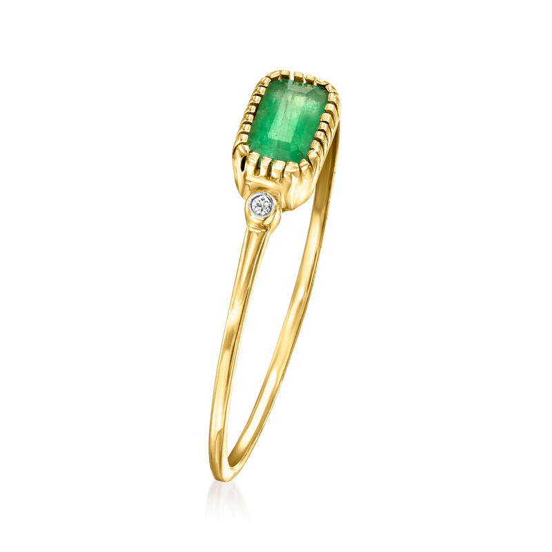 .20 Carat Bezel-Set Emerald Ring with Diamonds in 14kt Yellow Gold. Size 5 image number 2