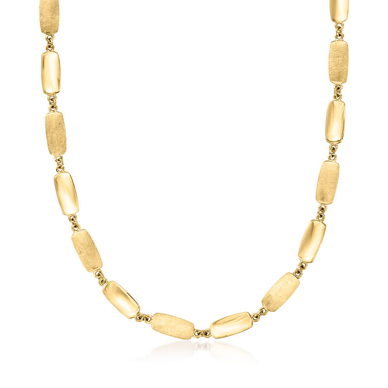 Italian 14kt Yellow Gold Bar-Link Necklace. 18&quot; image number 1