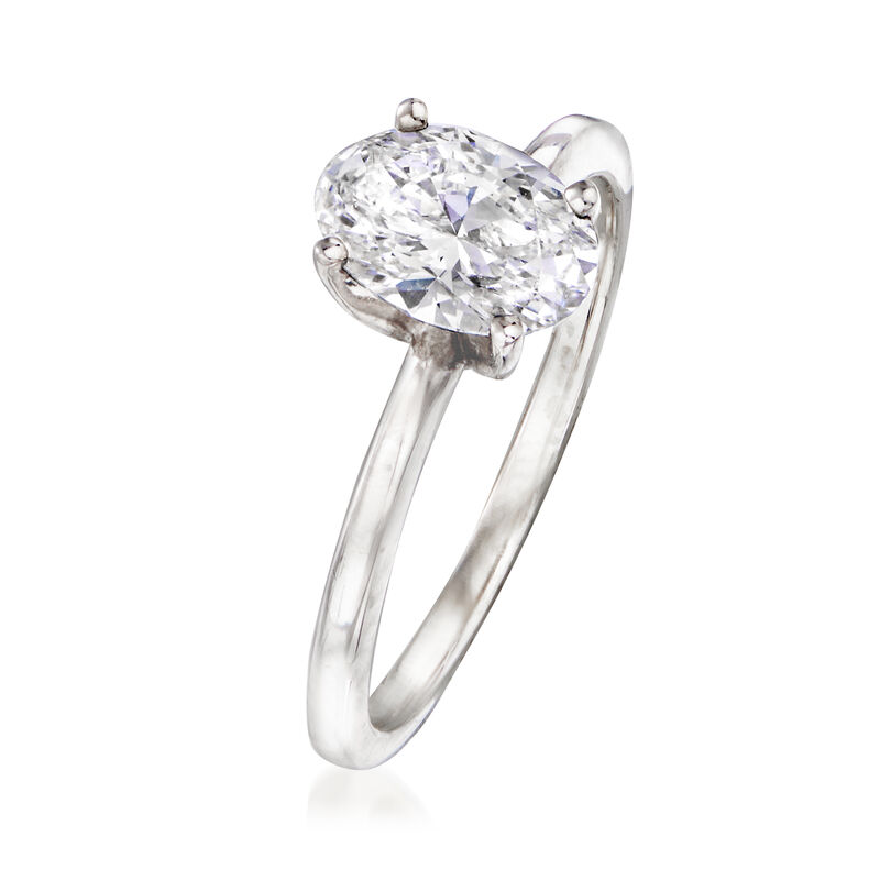 1.20 Carat Certified Oval Diamond Ring in 14kt White Gold. Size 6 image number 2