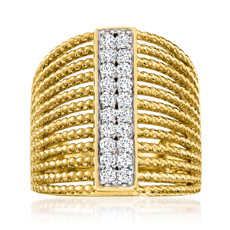 .50 ct. t.w. Diamond Multi-Row Ring in 18kt Gold Over Sterling image number 0