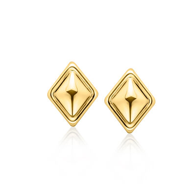 10kt Yellow Gold Puffed Diamond-Shaped Earrings