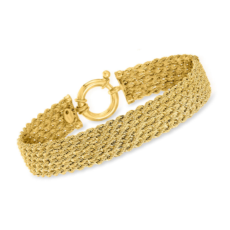 Italian 14kt Yellow Gold Braided Rope Bracelet. 7&quot; image number 0