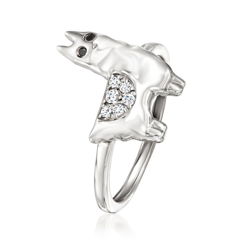 .10 ct. t.w. White and Black Diamond Llama  Ring in Sterling Silver image number 2
