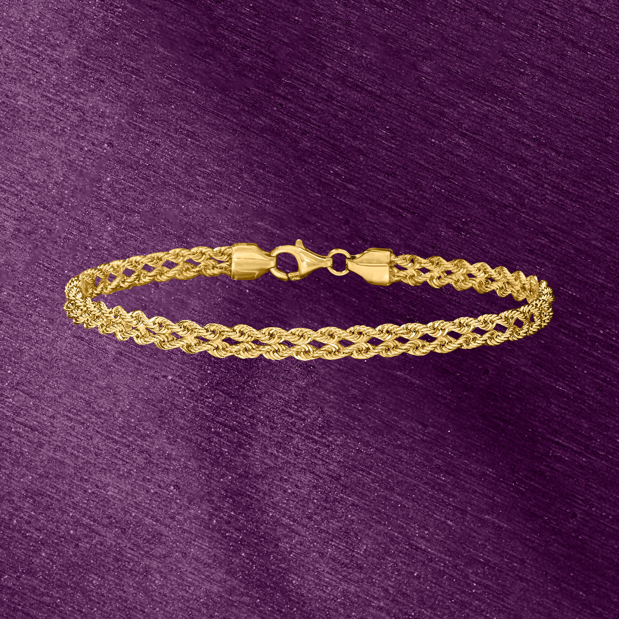 14kt Yellow Gold Double-Rope Chain Bracelet. 8