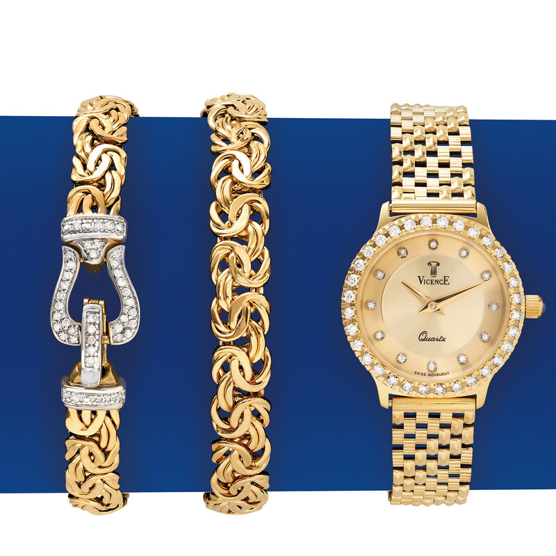 Vicence Women's 24mm .46 ct. t.w. Diamond Watch in 14kt Yellow Gold image number 1