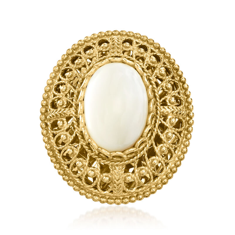 Mother-of-Pearl Filigree Ring in 18kt Gold Over Sterling image number 0