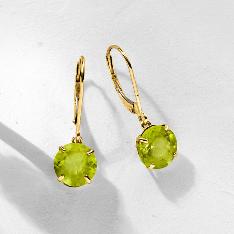 3.90 ct. t.w. Peridot Drop Earrings in 14kt Yellow Gold image number 4