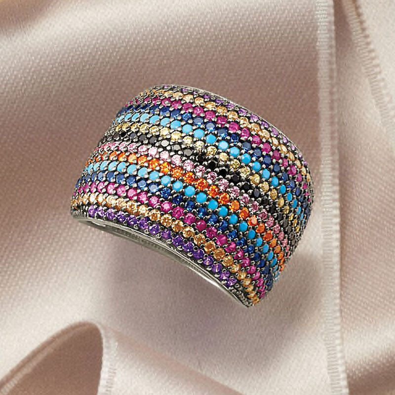 2.00 ct. t.w. Multicolored CZ Ring in Sterling Silver image number 3