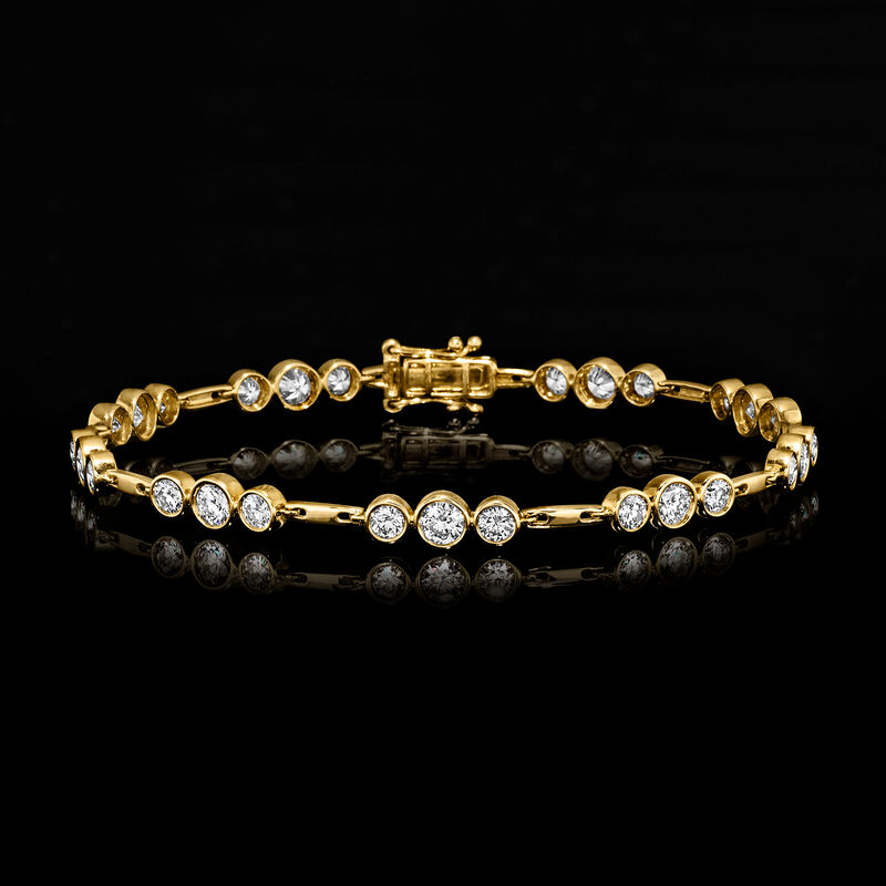 3.00 ct. t.w. Bezel-Set Lab-Grown Diamond Station Bracelet in 14kt Yellow Gold image number 2