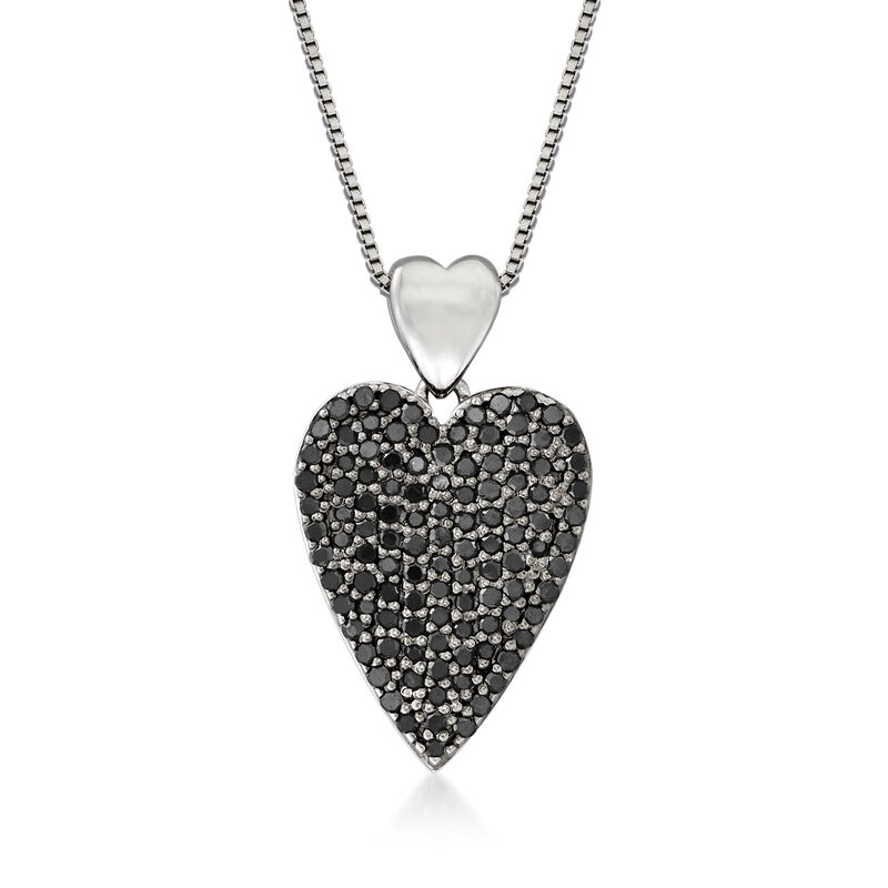 .50 ct. t.w. Black Diamond Heart Pendant Necklace in Sterling Silver image number 0