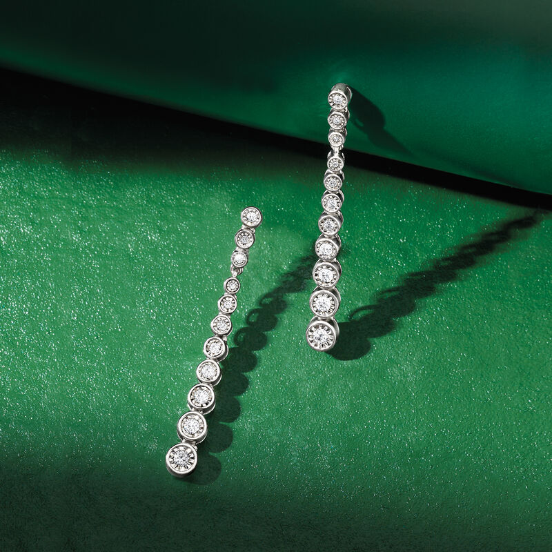 .50 ct. t.w. Bezel-Set Diamond Drop Earrings in Sterling Silver image number 3
