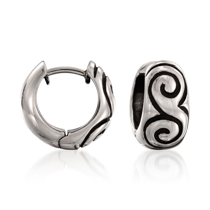 Zina Sterling Silver &quot;Swirl&quot; Hoop Earrings image number 0