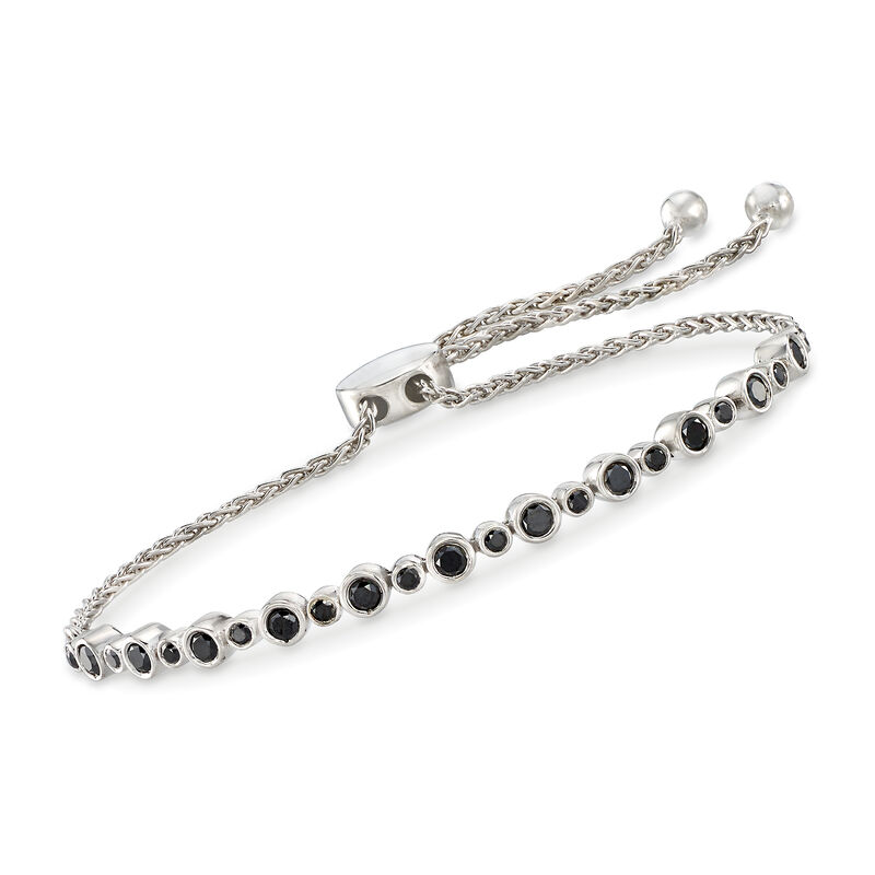 1.00 ct. t.w. Bezel-Set Black Diamond Bolo Bracelet in Sterling Silver image number 0