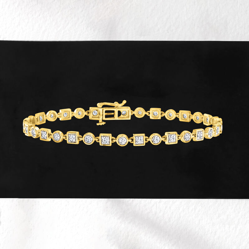 1.00 ct. t.w. Diamond Geometric Bracelet in 14kt Yellow Gold image number 2