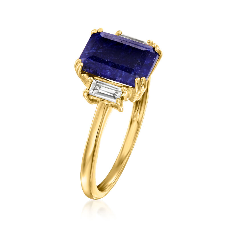 2.70 Carat Sapphire Ring with .30 ct. t.w. White Topaz in 18kt Gold Over Sterling image number 2