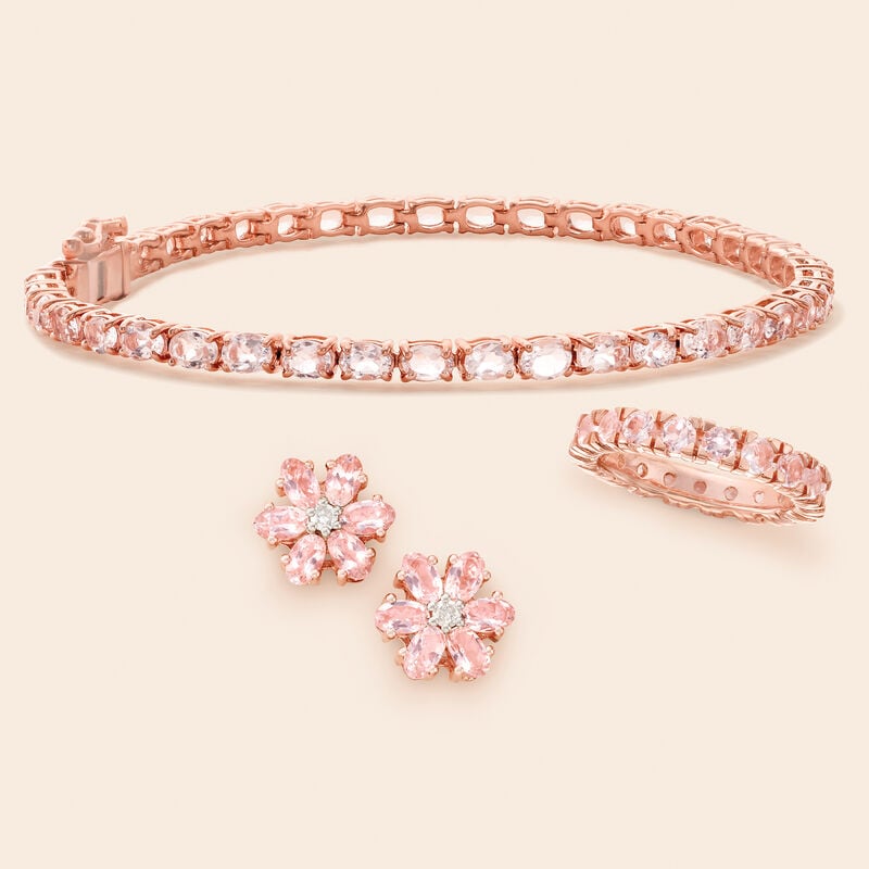 1.80 ct. t.w. Morganite Eternity Band in 18kt Rose Gold Over Sterling image number 3