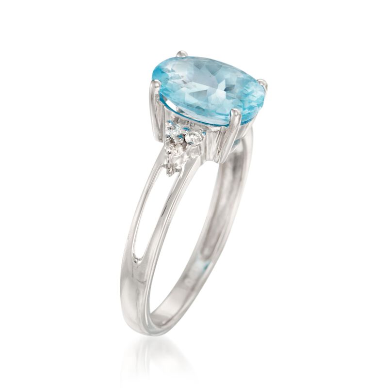 2.00 Carat Aquamarine and Diamond Ring in 14kt White Gold image number 2