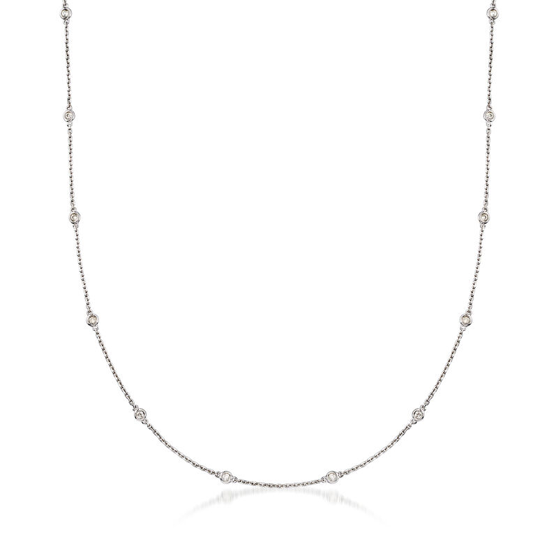 .50 ct. t.w. Bezel-Set Diamond Station Necklace in Sterling Silver. 20&quot; image number 1