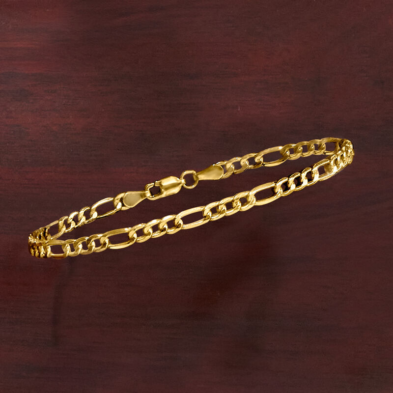 3.5mm 14kt Yellow Gold Figaro-Link Bracelet image number 2