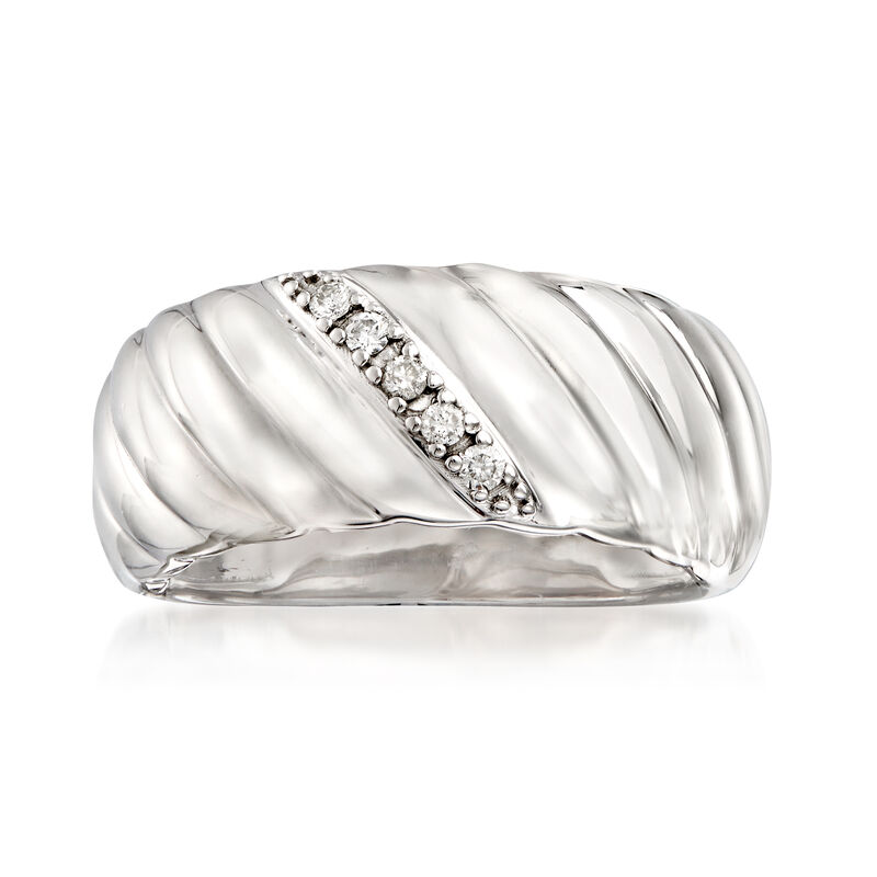Sterling Silver Shrimp Ring with Diamond Accents image number 0