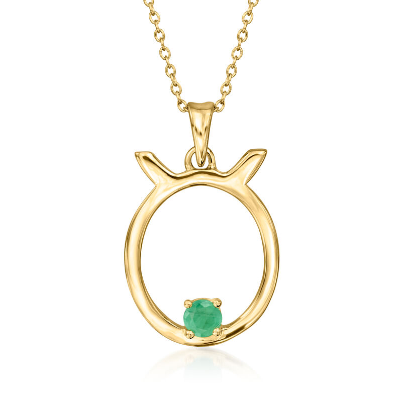 Taurus/Emerald - Gemstone Zodiac Pendant Necklace in 18kt Gold Over Sterling image number 0