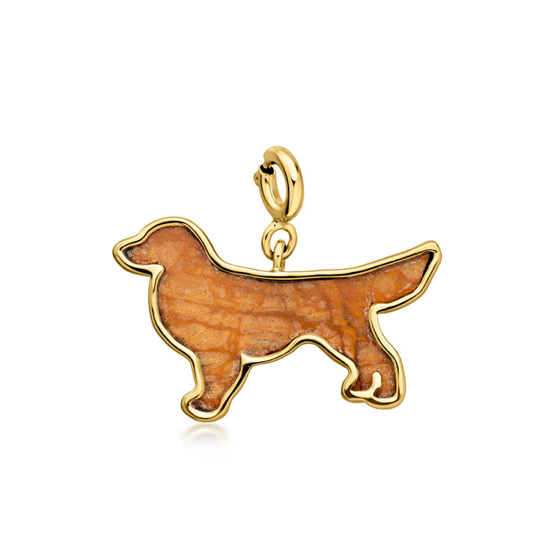 Brown Jasper Golden Retriever Charm in 18kt Gold Over Sterling  image number 1