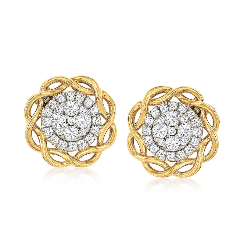 .33 ct. t.w. Diamond Jewelry Set: Stud Earrings and Convertible Earring Jackets in 14kt Yellow Gold image number 6