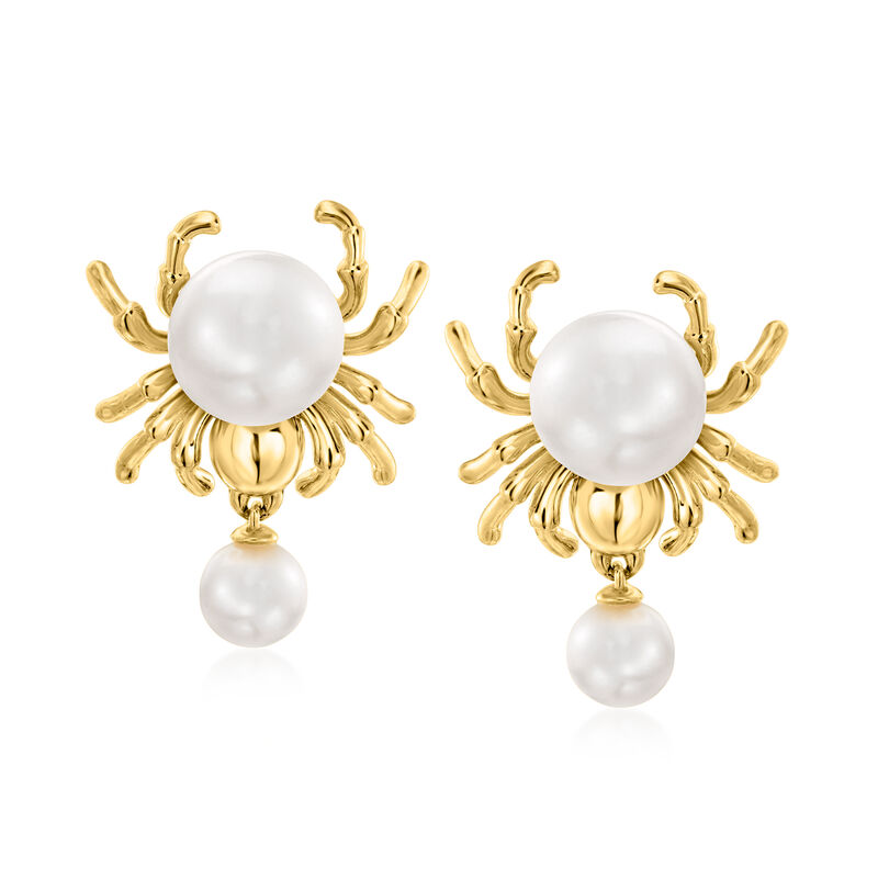 4-7.5mm Cultured Pearl Spider Drop Earrings in 18kt Gold Over Sterling  image number 0