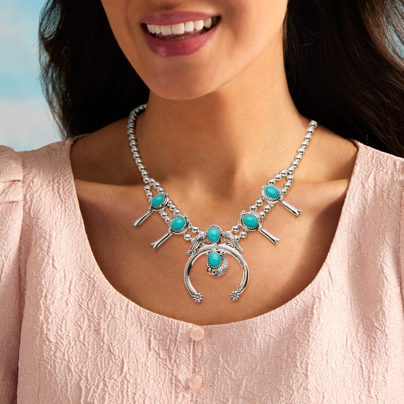 Turquoise Southwestern-Style Necklace in Sterling Silver. 17" image number 0