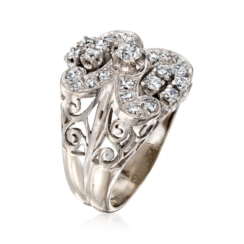 C. 1980 Vintage 1.10 ct. t.w. Diamond Ring in 14kt White Gold. Size 7.5 image number 2