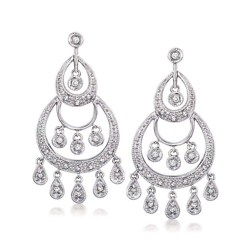 C. 1990 Vintage .50 ct. t.w. Diamond Chandelier Earrings in 14kt White Gold image number 0