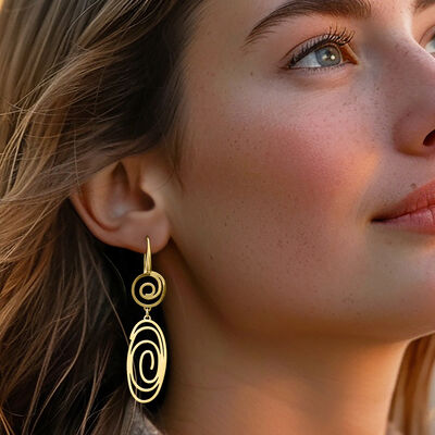 Italian 18kt Gold Over Sterling Spiral Openwork Drop Earrings