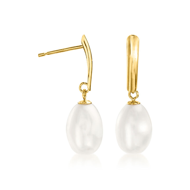 8.5-9mm Cultured Pearl Drop Earrings in 14kt Yellow Gold   image number 2