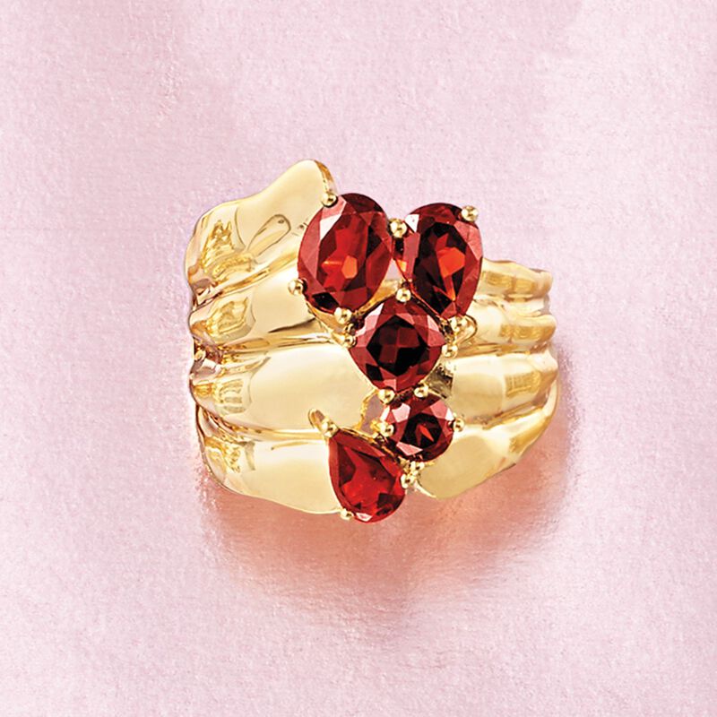 2.80 ct. t.w. Garnet Stacked Cluster Ring in 18kt Gold Over Sterling image number 4