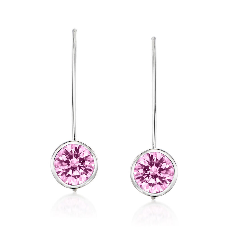 3.80 ct. t.w. Simulated Pink Sapphire Drop Earrings in Sterling Silver  image number 0