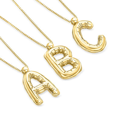Italian 14kt Yellow Gold Bubble Initial Necklace