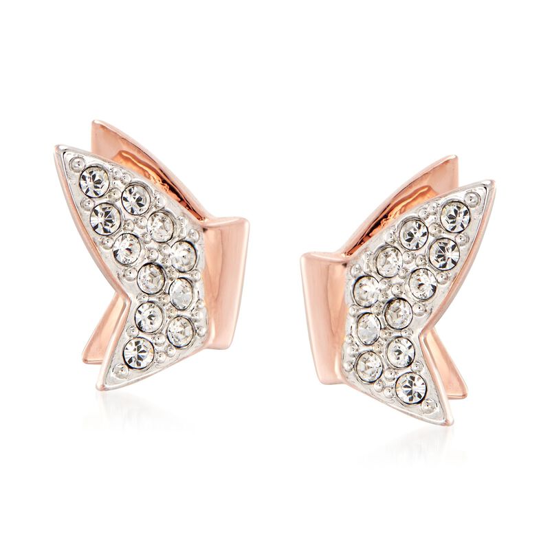 Swarovski Crystal &quot;Lilia&quot; Clear Crystal Butterfly Earrings in Rose Gold Plate image number 0
