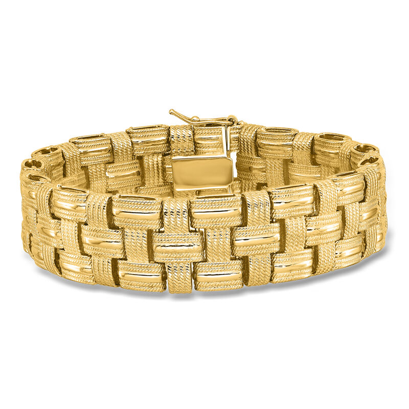 Italian 14kt Yellow Gold Basketweave Bracelet. 8" image number 0