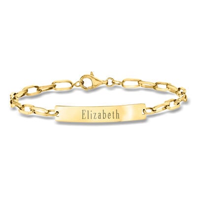 14kt Yellow Gold Paper Clip Link Personalized ID Bracelet