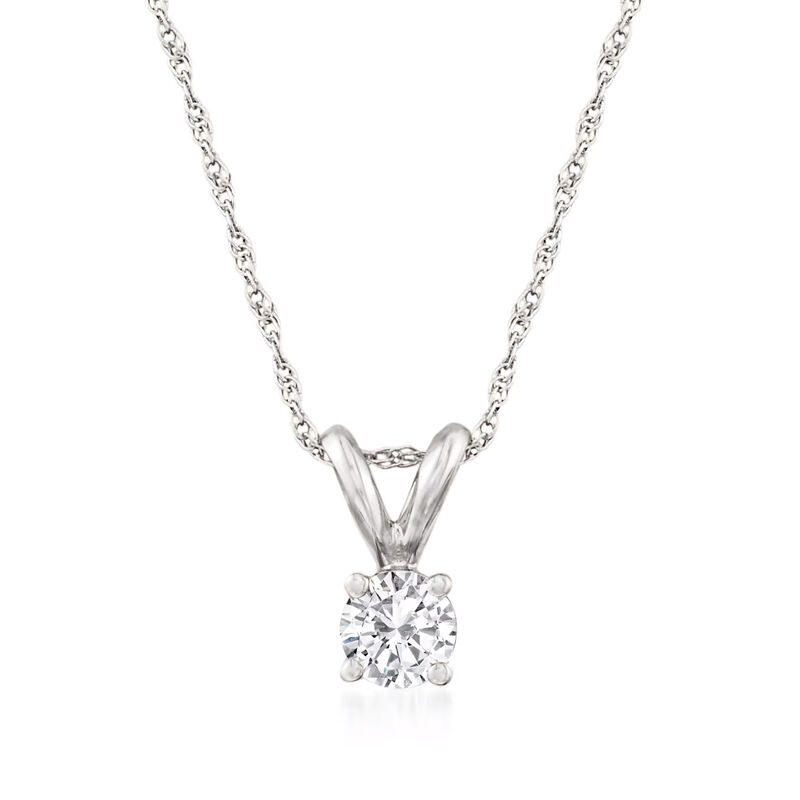 .25 Carat Diamond Solitaire Necklace in 14kt White Gold. 18&quot; image number 1